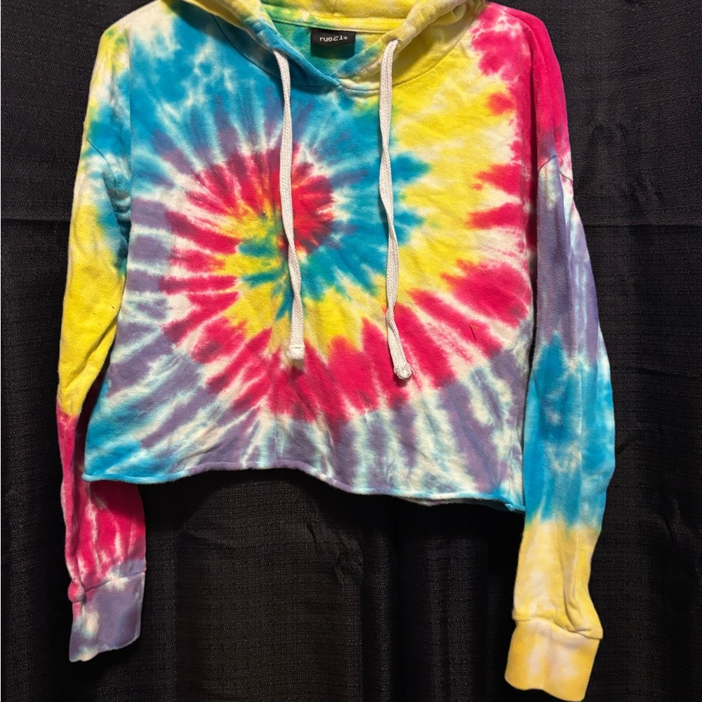 Colorful Tie-Dye Cropped Hoodie